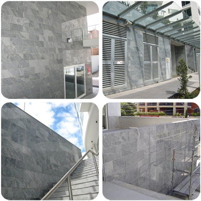 Útveggur úr gráum graníti