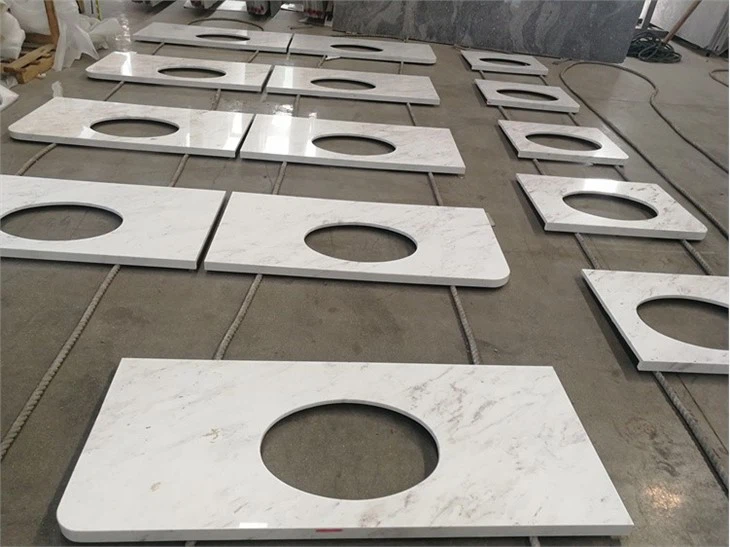 Polished Ariston vanity tops back splashes